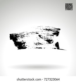 Black brush stroke and texture. Grunge vector abstract hand - painted element. Underline and border design.