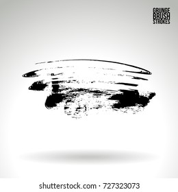Black brush stroke and texture. Grunge vector abstract hand - painted element. Underline and border design.