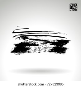 Black brush stroke and texture. Grunge vector abstract hand - painted element. Underline and border design.