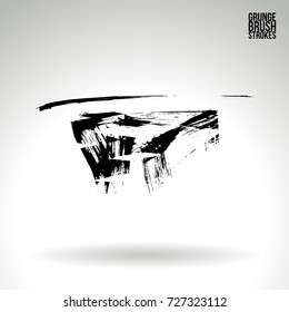 Black brush stroke and texture. Grunge vector abstract hand - painted element. Underline and border design.