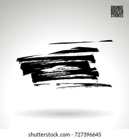 Black brush stroke and texture. Grunge vector abstract hand - painted element. Underline and border design.