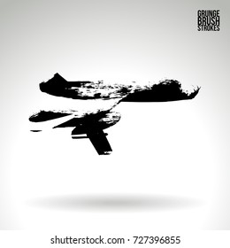 Black brush stroke and texture. Grunge vector abstract hand - painted element. Underline and border design.