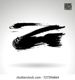 Black brush stroke and texture. Grunge vector abstract hand - painted element. Underline and border design.