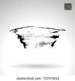 Black brush stroke and texture. Grunge vector abstract hand - painted element. Underline and border design.