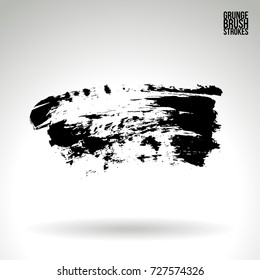 Black brush stroke and texture. Grunge vector abstract hand - painted element. Underline and border design.