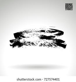 Black brush stroke and texture. Grunge vector abstract hand - painted element. Underline and border design.