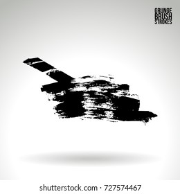 Black brush stroke and texture. Grunge vector abstract hand - painted element. Underline and border design.