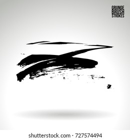 Black brush stroke and texture. Grunge vector abstract hand - painted element. Underline and border design.