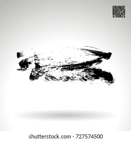 Black brush stroke and texture. Grunge vector abstract hand - painted element. Underline and border design.