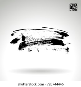 Black brush stroke and texture. Grunge vector abstract hand - painted element. Underline and border design.