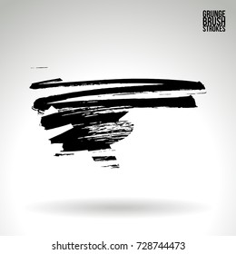 Black brush stroke and texture. Grunge vector abstract hand - painted element. Underline and border design.