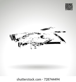 Black brush stroke and texture. Grunge vector abstract hand - painted element. Underline and border design.