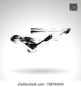 Black brush stroke and texture. Grunge vector abstract hand - painted element. Underline and border design.
