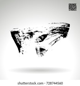 Black brush stroke and texture. Grunge vector abstract hand - painted element. Underline and border design.