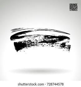 Black brush stroke and texture. Grunge vector abstract hand - painted element. Underline and border design.