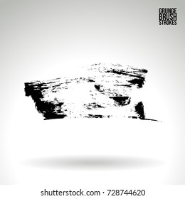 Black brush stroke and texture. Grunge vector abstract hand - painted element. Underline and border design.