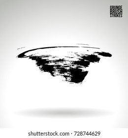 Black brush stroke and texture. Grunge vector abstract hand - painted element. Underline and border design.