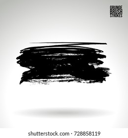 Black brush stroke and texture. Grunge vector abstract hand - painted element. Underline and border design.
