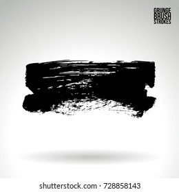 Black brush stroke and texture. Grunge vector abstract hand - painted element. Underline and border design.