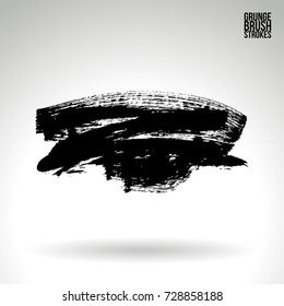 Black brush stroke and texture. Grunge vector abstract hand - painted element. Underline and border design.