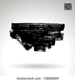 Black brush stroke and texture. Grunge vector abstract hand - painted element. Underline and border design.