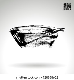 Black brush stroke and texture. Grunge vector abstract hand - painted element. Underline and border design.