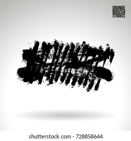 Black brush stroke and texture. Grunge vector abstract hand - painted element. Underline and border design.