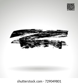 Black brush stroke and texture. Grunge vector abstract hand - painted element. Underline and border design.