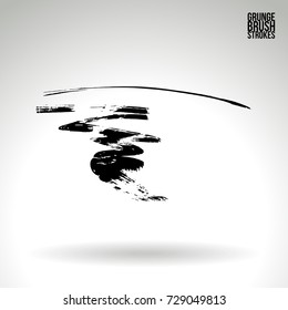 Black brush stroke and texture. Grunge vector abstract hand - painted element. Underline and border design.