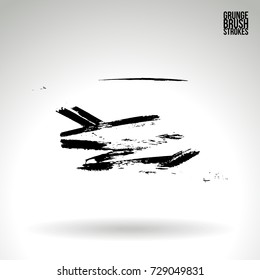 Black brush stroke and texture. Grunge vector abstract hand - painted element. Underline and border design.