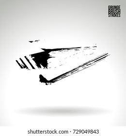 Black brush stroke and texture. Grunge vector abstract hand - painted element. Underline and border design.