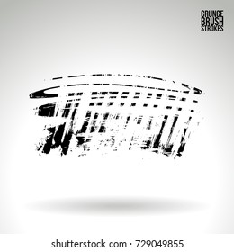 Black brush stroke and texture. Grunge vector abstract hand - painted element. Underline and border design.