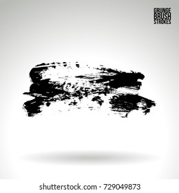 Black brush stroke and texture. Grunge vector abstract hand - painted element. Underline and border design.
