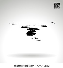Black brush stroke and texture. Grunge vector abstract hand - painted element. Underline and border design.