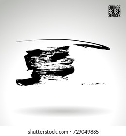 Black brush stroke and texture. Grunge vector abstract hand - painted element. Underline and border design.