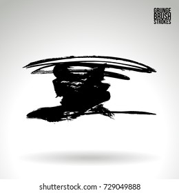 Black brush stroke and texture. Grunge vector abstract hand - painted element. Underline and border design.