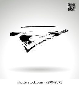 Black brush stroke and texture. Grunge vector abstract hand - painted element. Underline and border design.