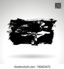 Black brush stroke and texture. Grunge vector abstract hand - painted element. Underline and border design.