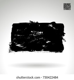 Black brush stroke and texture. Grunge vector abstract hand - painted element. Underline and border design.
