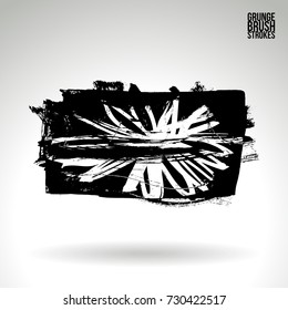 Black brush stroke and texture. Grunge vector abstract hand - painted element. Underline and border design.