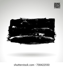 Black brush stroke and texture. Grunge vector abstract hand - painted element. Underline and border design.