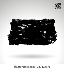 Black brush stroke and texture. Grunge vector abstract hand - painted element. Underline and border design.