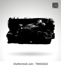 Black brush stroke and texture. Grunge vector abstract hand - painted element. Underline and border design.