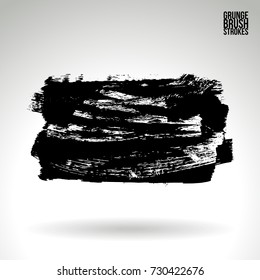Black brush stroke and texture. Grunge vector abstract hand - painted element. Underline and border design.