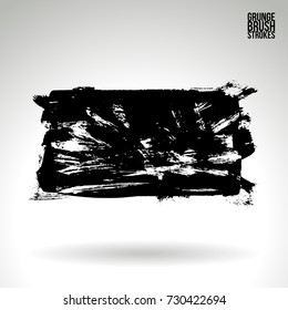 Black brush stroke and texture. Grunge vector abstract hand - painted element. Underline and border design.