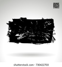 Black brush stroke and texture. Grunge vector abstract hand - painted element. Underline and border design.