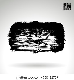 Black brush stroke and texture. Grunge vector abstract hand - painted element. Underline and border design.