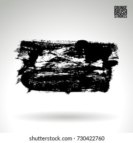 Black brush stroke and texture. Grunge vector abstract hand - painted element. Underline and border design.