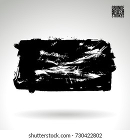 Black brush stroke and texture. Grunge vector abstract hand - painted element. Underline and border design.