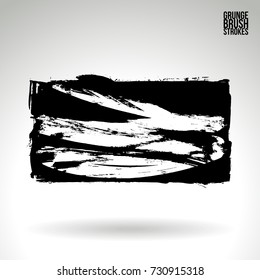 Black brush stroke and texture. Grunge vector abstract hand - painted element. Underline and border design.